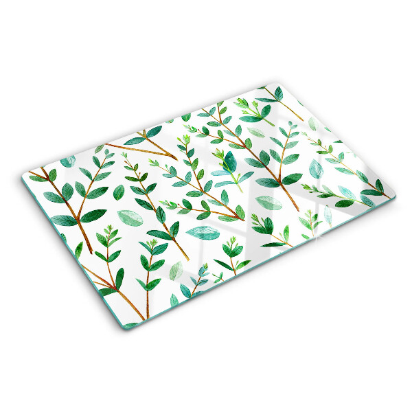 Szklana deska do krojenia Liście i gałązki w zieleni