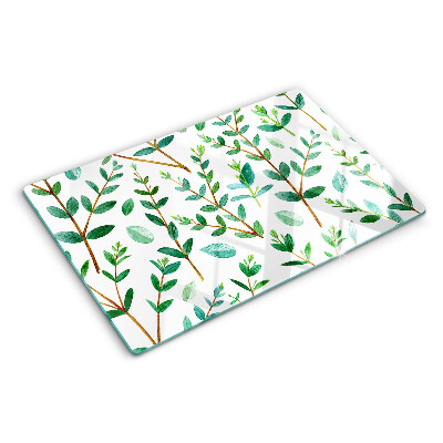 Szklana deska do krojenia Liście i gałązki w zieleni