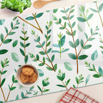 Szklana deska do krojenia Liście i gałązki w zieleni