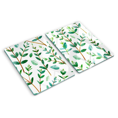 Szklana deska do krojenia Liście i gałązki w zieleni