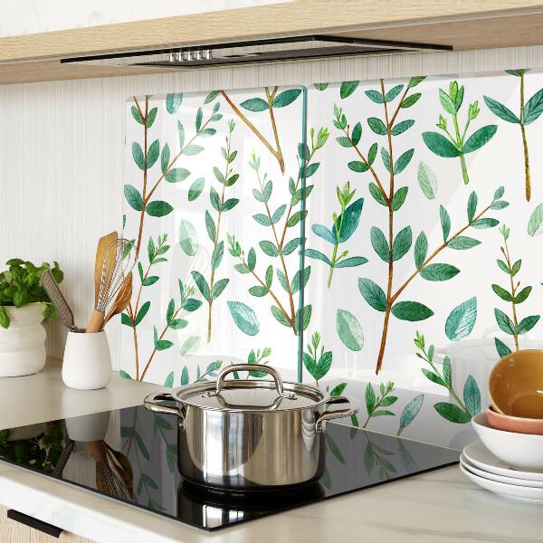 Szklana deska do krojenia Liście i gałązki w zieleni
