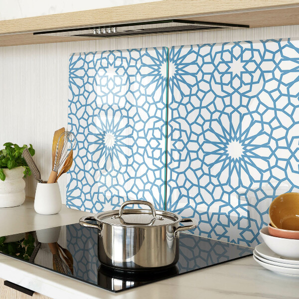 Szklana deska kuchenna Motyw kwiatowy w odcieniach niebieskiego