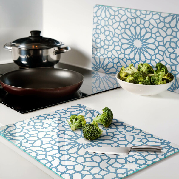 Snijplanken van glas Bloemenmotief in blauwe tinten