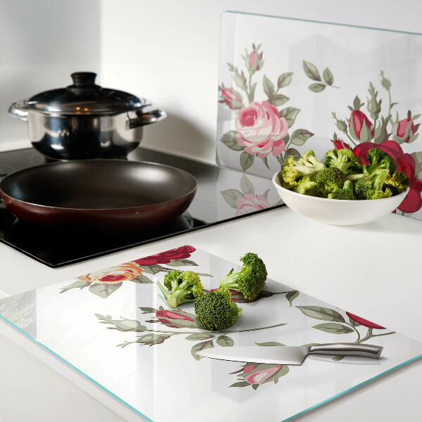 Deska kuchenna szklana Róże w stylu vintage