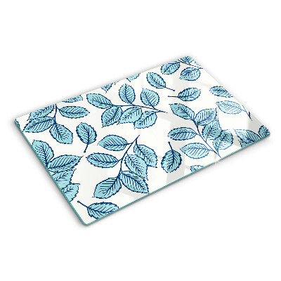Szklana deska do krojenia Liście w odcieniach niebieskiego