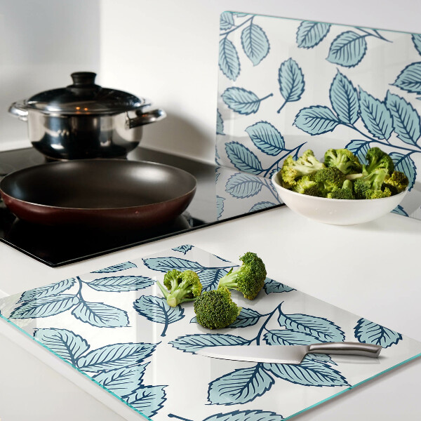 Szklana deska do krojenia Liście w odcieniach niebieskiego