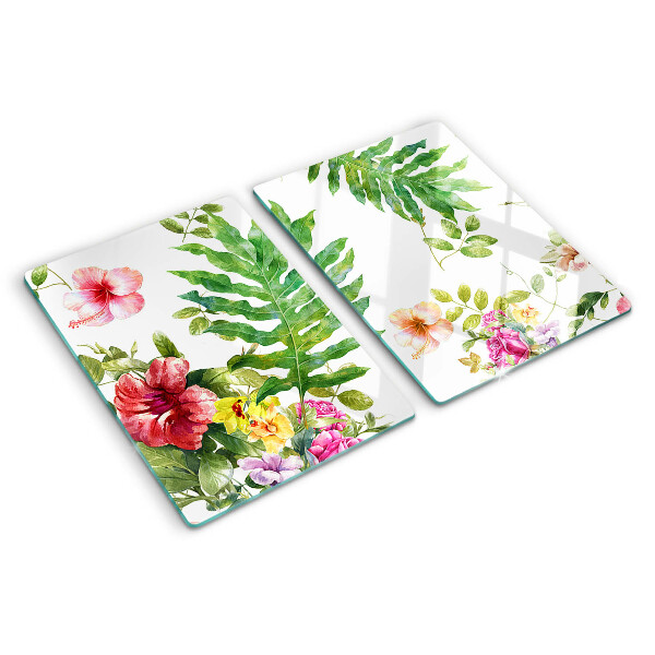Szklana deska kuchenna Kwiatowy wzór z liśćmi
