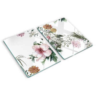 Szklana deska kuchenna Kwiatowy wzór z hibiskusem