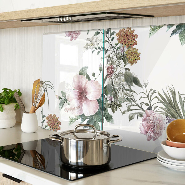 Szklana deska kuchenna Kwiatowy wzór z hibiskusem