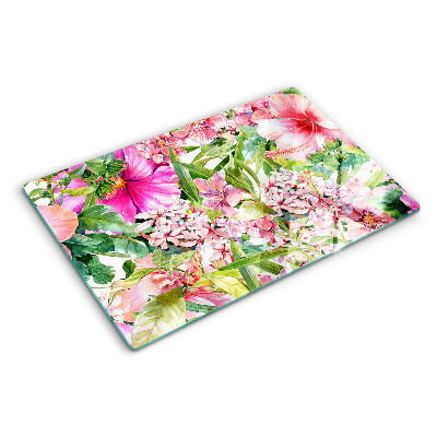 Deska kuchenna szklana Kwiatowy wzór tropikalny