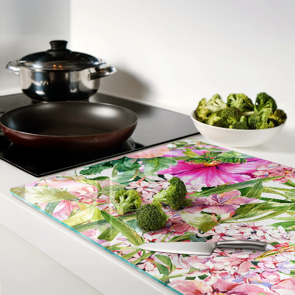 Deska kuchenna szklana Kwiatowy wzór tropikalny