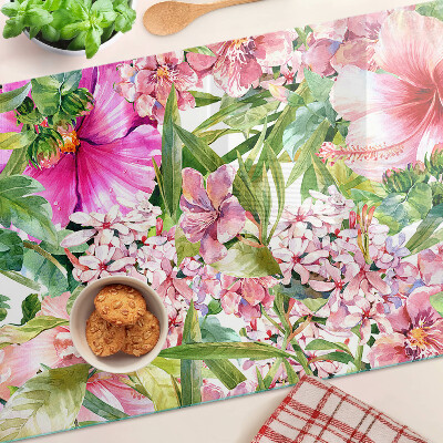 Deska kuchenna szklana Kwiatowy wzór tropikalny