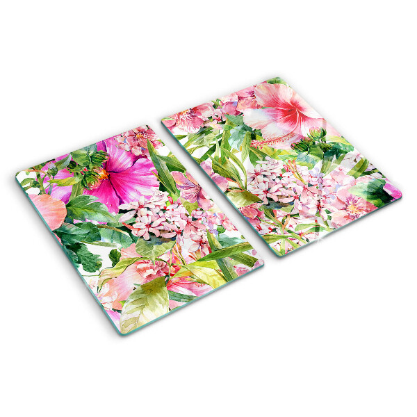 Deska kuchenna szklana Kwiatowy wzór tropikalny