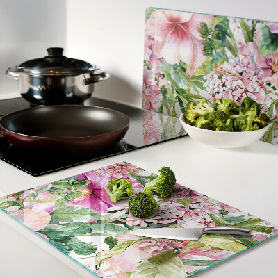 Deska kuchenna szklana Kwiatowy wzór tropikalny