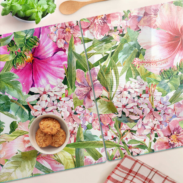 Deska kuchenna szklana Kwiatowy wzór tropikalny