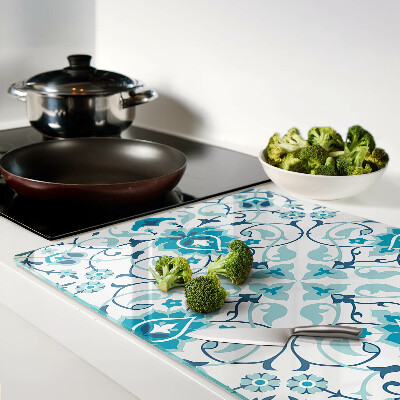 Deska kuchenna szklana Kwiatowy wzór w odcieniach niebieskiego