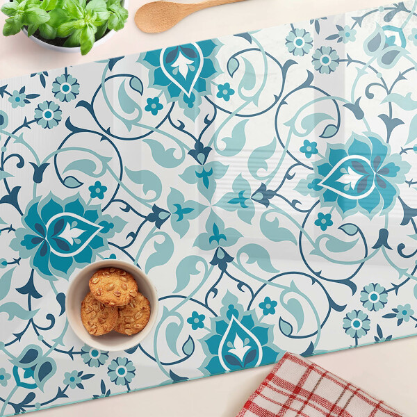 Deska kuchenna szklana Kwiatowy wzór w odcieniach niebieskiego