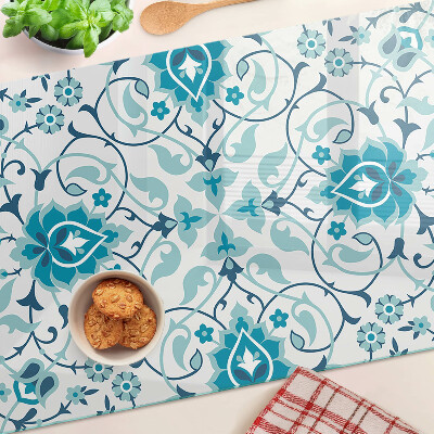 Deska kuchenna szklana Kwiatowy wzór w odcieniach niebieskiego