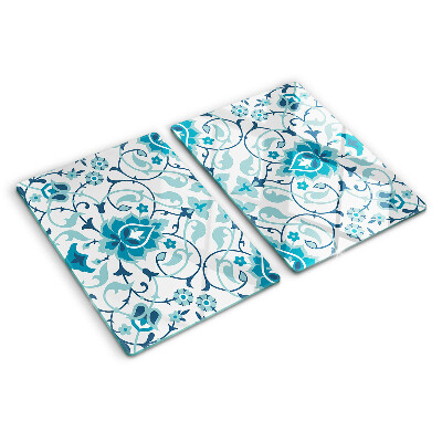 Snijplanken van glas Bloemenpatroon in verschillende blauwtinten