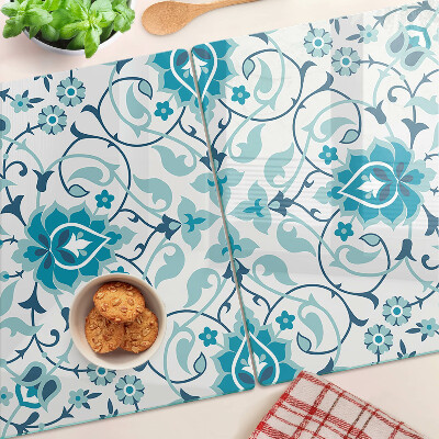 Deska kuchenna szklana Kwiatowy wzór w odcieniach niebieskiego