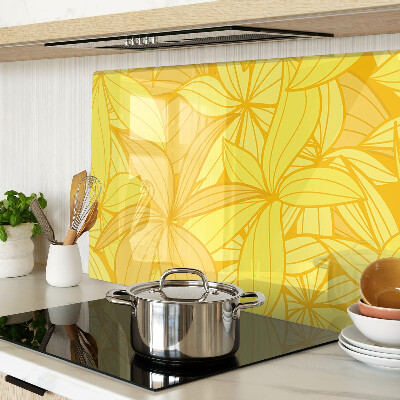 Szklana deska kuchenna Żółte liście w stylu tropikalnym