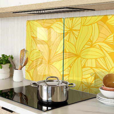 Szklana deska kuchenna Żółte liście w stylu tropikalnym