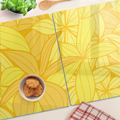 Szklana deska kuchenna Żółte liście w stylu tropikalnym
