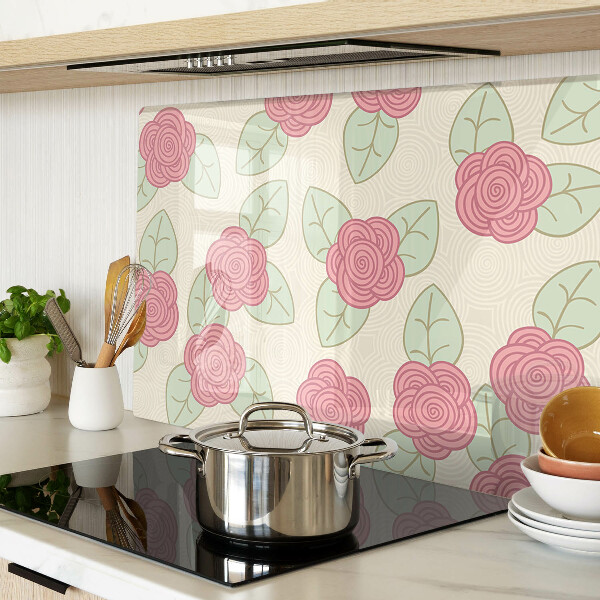 Deska kuchenna szklana Róże na liściach