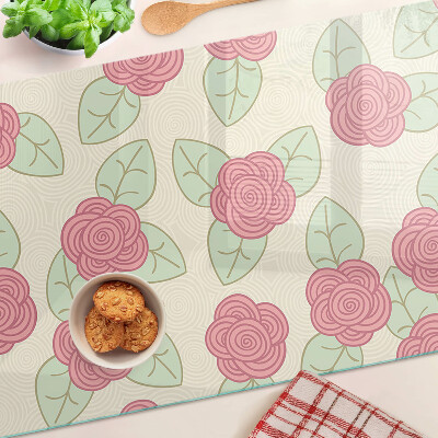 Deska kuchenna szklana Róże na liściach