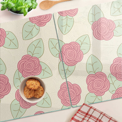 Glazen snijplanken Rozen op de bladeren