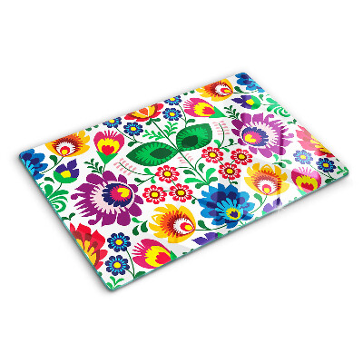 Deska kuchenna szklana Kwiatowy wzór folkowy