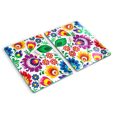 Deska kuchenna szklana Kwiatowy wzór folkowy