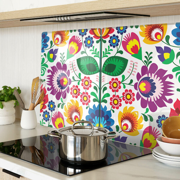 Deska kuchenna szklana Kwiatowy wzór folkowy