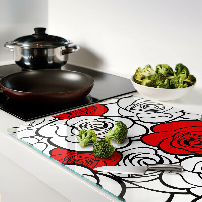 Snijplanken glas Rozen in wit en rood