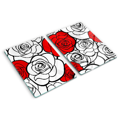 Snijplanken glas Rozen in wit en rood