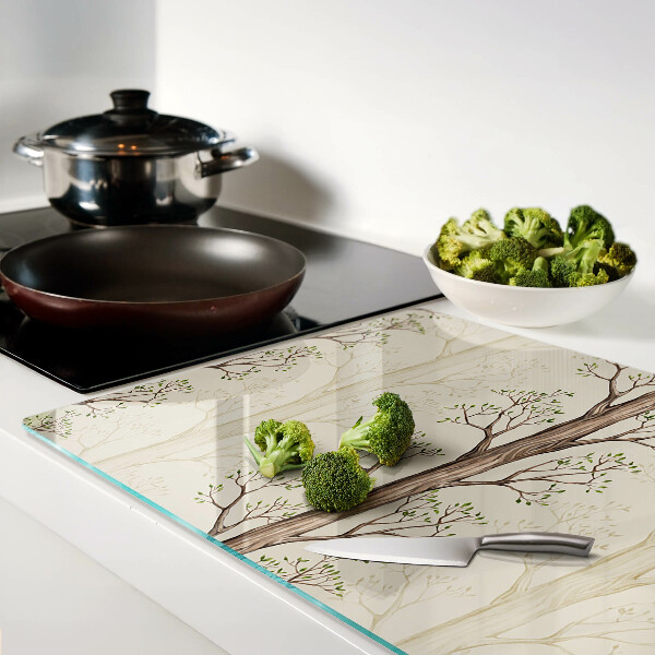 Szklana deska do krojenia Wzór gałęzi drzew z liśćmi