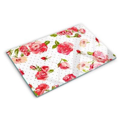 Szklana deska do krojenia Róże na białym tle