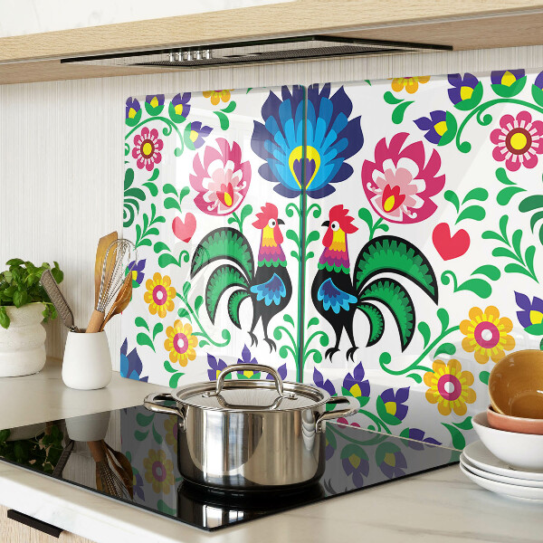 Snijplanken glas Volksmotief met hanen