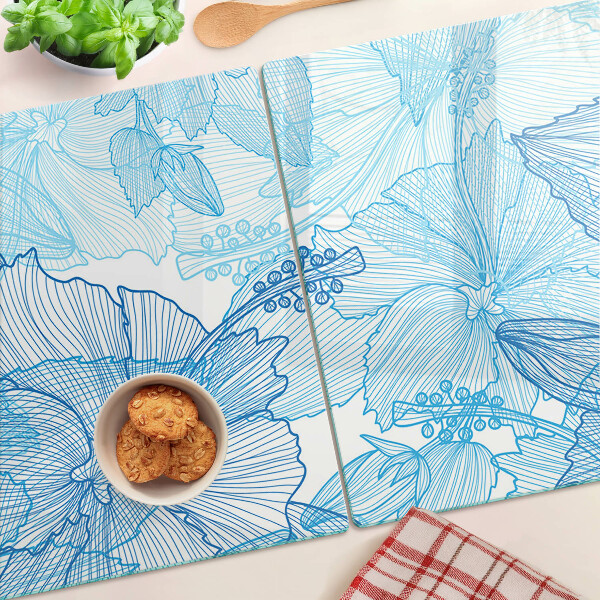 Szklana deska kuchenna Kwiatowy wzór w odcieniach niebieskiego