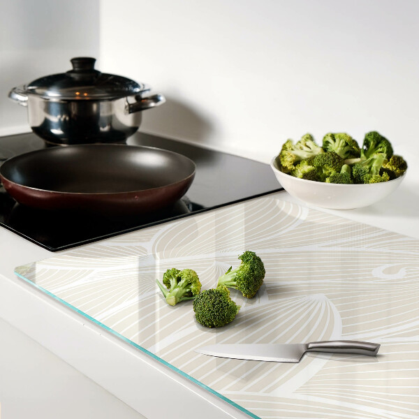 Deska kuchenna szklana Liście w delikatnym wzorze