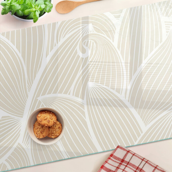 Deska kuchenna szklana Liście w delikatnym wzorze