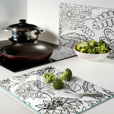 Szklana deska do krojenia Kwiatowy wzór w stylu doodle
