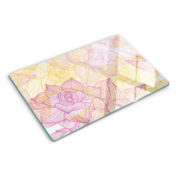 Szklana deska do krojenia Kwiatowy wzór w pastelowych kolorach