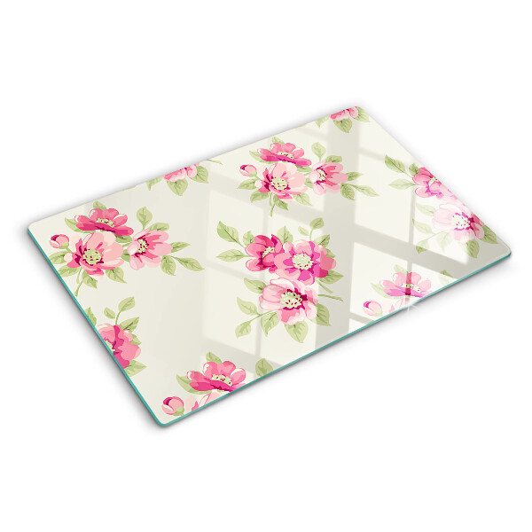 Snijplanken van glas Bloemen in verschillende tinten roze