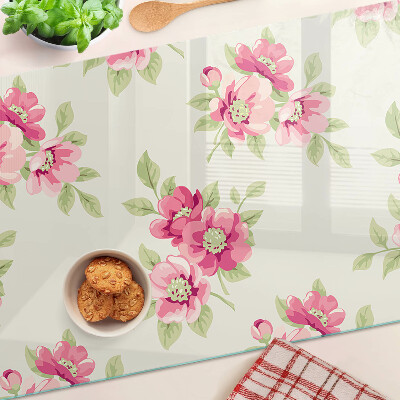 Szklana deska kuchenna Kwiaty w odcieniach różu