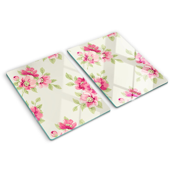 Snijplanken van glas Bloemen in verschillende tinten roze