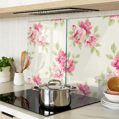 Szklana deska kuchenna Kwiaty w odcieniach różu