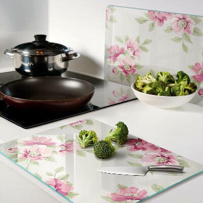 Szklana deska kuchenna Kwiaty w odcieniach różu