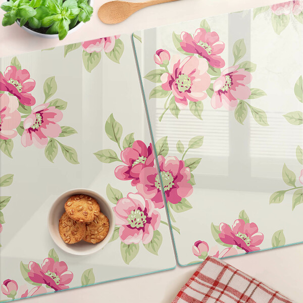 Snijplanken van glas Bloemen in verschillende tinten roze