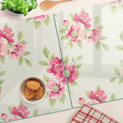 Szklana deska kuchenna Kwiaty w odcieniach różu